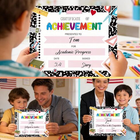 25Pcs Back to School Student Award Certificates 9.8 x 7.8 Inch Recognition Diplomas for Kids of Achievement Student Recognition Award Achievement Teacher and Classroom Supplies in Saudi Arabia