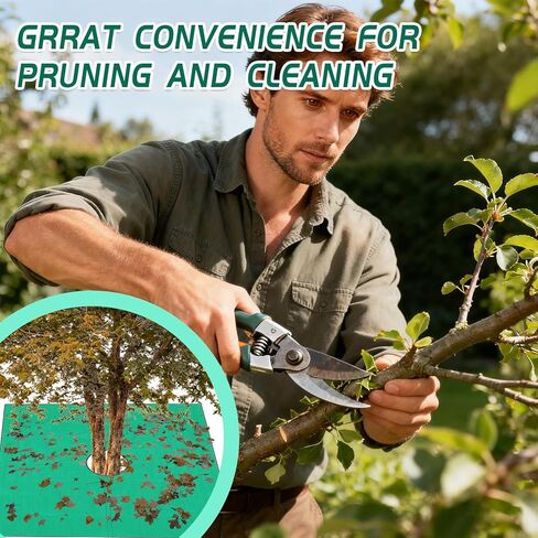 قماش القنب للمناظر الطبيعية للتشذيب، قماش التقليم مقاس 118 × 118 بوصة مع فتحة مقاس 16 بوصة، صائد أوراق شجيرة الحديقة مقاوم للماء مع أبازيم رباعية الزوايا لسهولة التثبيت in Kuwait