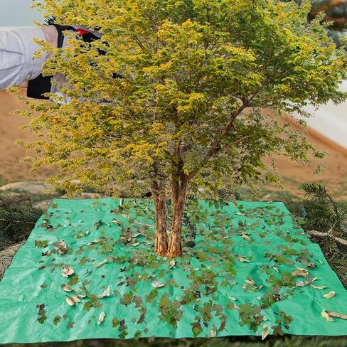 قماش القنب للمناظر الطبيعية للتشذيب، قماش التقليم مقاس 118 × 118 بوصة مع فتحة مقاس 16 بوصة، صائد أوراق شجيرة الحديقة مقاوم للماء مع أبازيم رباعية الزوايا لسهولة التثبيت in Kuwait