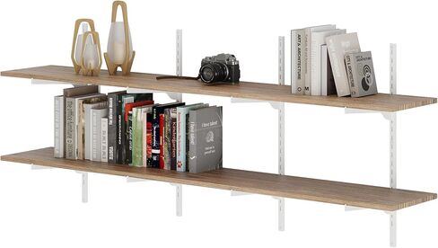 Wallniture Turin 60"x10" Floating Shelves for Wall Storage, Wall Bookshelf, Rustic Wall Shelves with Adjustable Standard Rail Bracket System, Book Shelf for Wall, Storage Shelves, Burnt in Saudi Arabia
