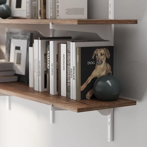 Wallniture Turin 60"x10" Floating Shelves for Wall Storage, Wall Bookshelf, Rustic Wall Shelves with Adjustable Standard Rail Bracket System, Book Shelf for Wall, Storage Shelves, Burnt in Saudi Arabia
