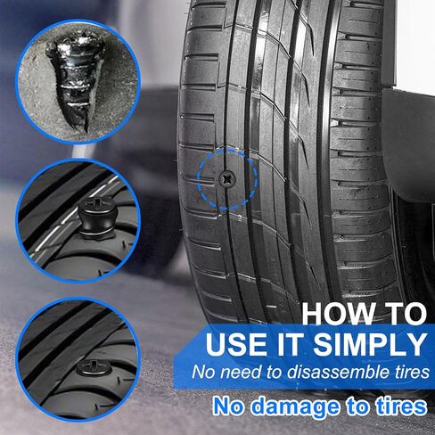 Tire Repair Rubber Nail Kit 30Pcs, Self-Tapping Rubber Tire Plugs for Tubeless Tires, 2 Sizes, No Jack Needed-Emergency Flat Repair for Car, Motorcycle, Truck, SUV, Bike in Saudi Arabia
