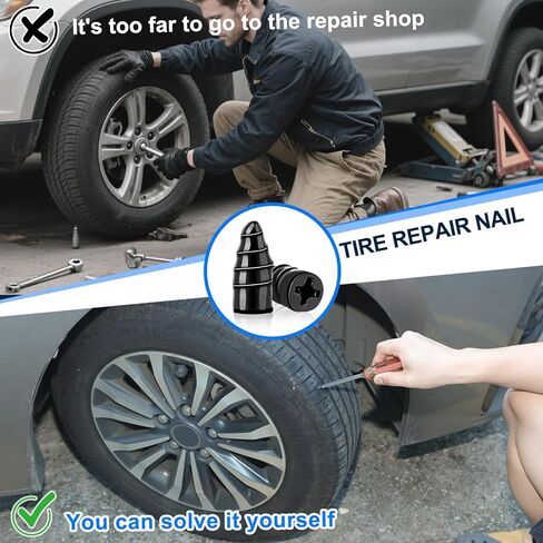 Tire Repair Rubber Nail Kit 30Pcs, Self-Tapping Rubber Tire Plugs for Tubeless Tires, 2 Sizes, No Jack Needed-Emergency Flat Repair for Car, Motorcycle, Truck, SUV, Bike in Saudi Arabia