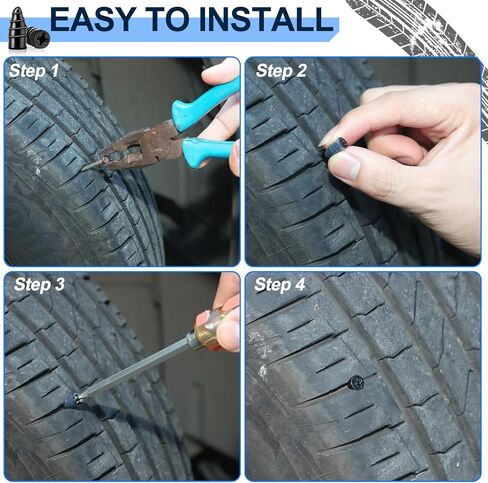Tire Repair Rubber Nail Kit 30Pcs, Self-Tapping Rubber Tire Plugs for Tubeless Tires, 2 Sizes, No Jack Needed-Emergency Flat Repair for Car, Motorcycle, Truck, SUV, Bike in Saudi Arabia