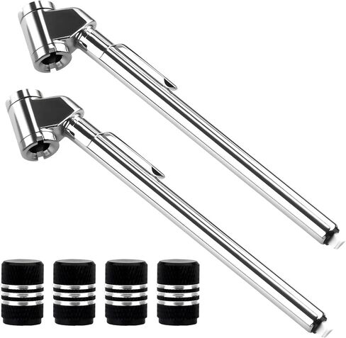 2PCS Pencil Tire Pressure Gauge, 10-120PSI Stainless Steel Dual Head Air Gauge with 4 Valve Stem Caps, Accurate Dually Chuck Wheel Gage Tire Checker for Car Truck Motorcycle in Saudi Arabia