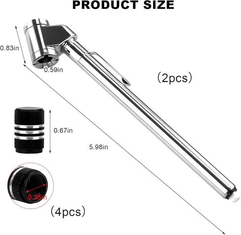 2PCS Pencil Tire Pressure Gauge, 10-120PSI Stainless Steel Dual Head Air Gauge with 4 Valve Stem Caps, Accurate Dually Chuck Wheel Gage Tire Checker for Car Truck Motorcycle in Saudi Arabia