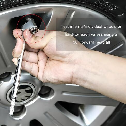2PCS Pencil Tire Pressure Gauge, 10-120PSI Stainless Steel Dual Head Air Gauge with 4 Valve Stem Caps, Accurate Dually Chuck Wheel Gage Tire Checker for Car Truck Motorcycle in Saudi Arabia
