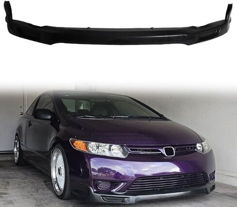 Front Bumper Lip Compatible with 2006-2008 Honda Civic 2 Door Coupe, Unpainted Black Mug Style Polyurethane Front Lower Chin Spoiler Protector, 1 PC in Saudi Arabia