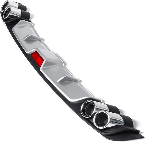 Universal Car Rear Bumper Lip Diffuser Spoiler 4 Holes Exhaust Pipe Decoration,Silver,50inch in Saudi Arabia