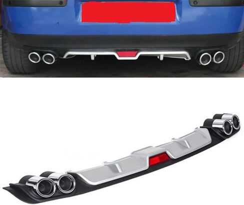 Universal Car Rear Bumper Lip Diffuser Spoiler 4 Holes Exhaust Pipe Decoration,Silver,50inch in Saudi Arabia
