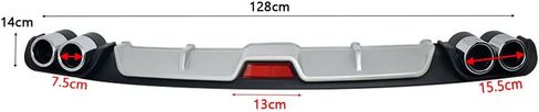 Universal Car Rear Bumper Lip Diffuser Spoiler 4 Holes Exhaust Pipe Decoration,Silver,50inch in Saudi Arabia