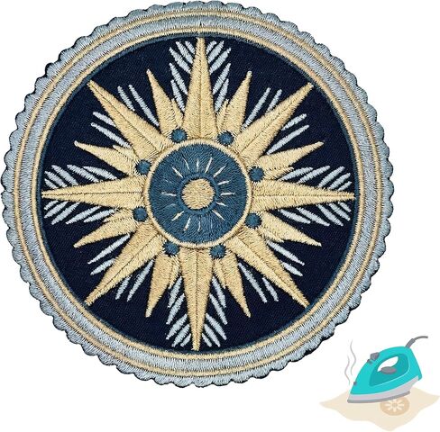 3.5" Compass Iron On Patch | Embroidered Traveler Hiking Boy Scout Explorer Travel Applique Appliques Iron On/Sew On Patches for Clothing, Jeans, Hat, Backpacks, Hats, Jackets, Clothes in Saudi Arabia