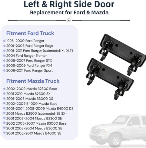 2Pcs Exterior Door Handle,Front Outside Left Driver & Right Passenger Side Door Handle Compatible with 1998-2011 Ford Ranger, 01-10 Mazda B2300 B3000 B4000, Replaces# 2L5Z1022404BAA Outer Handle in Kuwait