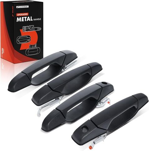A-Premium Upgraded Metal Exterior Door Handle Compatible with Chevrolet Silverado 1500, Silverado 2500 3500 HD & GMC Sierra 1500 2500 3500 HD, Crew Cab Pickup, Textured Black, 4-PC Set, Front and Rear in Kuwait