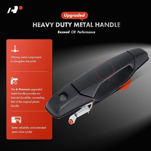 A-Premium Upgraded Metal Exterior Door Handle Compatible with Chevrolet Silverado 1500, Silverado 2500 3500 HD & GMC Sierra 1500 2500 3500 HD, Crew Cab Pickup, Textured Black, 4-PC Set, Front and Rear in Kuwait