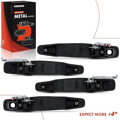 A-Premium Upgraded Metal Exterior Door Handle Compatible with Chevrolet Silverado 1500, Silverado 2500 3500 HD & GMC Sierra 1500 2500 3500 HD, Crew Cab Pickup, Textured Black, 4-PC Set, Front and Rear in Kuwait