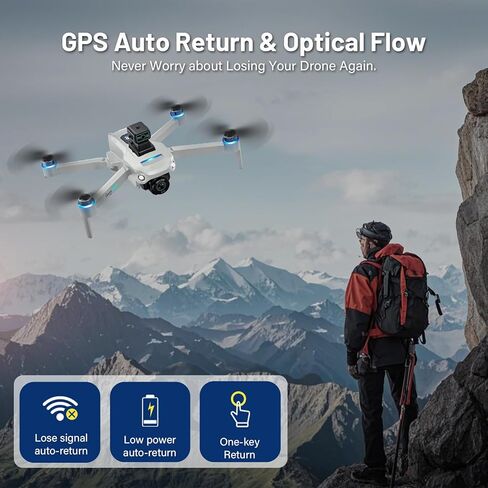 GPS بدون طيار مع الكاميرا للبالغين 4K مع محرك بدون فرش واتبع ME MODE ، وقت الطيران الطويل والمسافة ، ناقل الحركة FPV 5G وعودة السيارات ، RC Quadcopter قابلة للطي للمبتدئين والأطفال ، تحت 249G in Kuwait