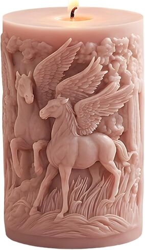 Winged Horse Relief Cylinder Candle Molds Flying Horse Pillar Silicone Candle Mold for Candles Making Resin Casting Aromatherapy Candles Handmade Wax Home Decor in Saudi Arabia