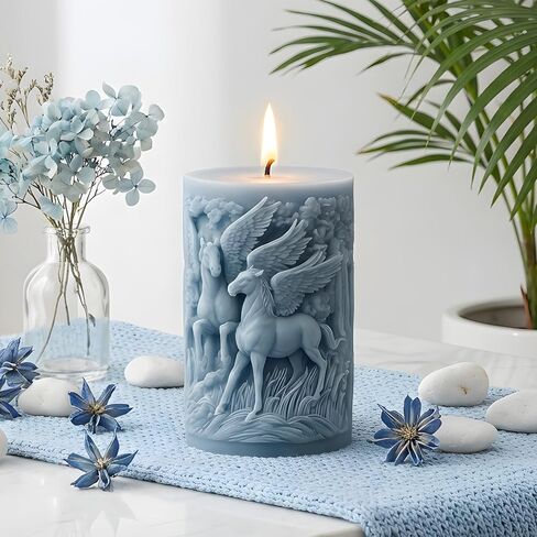 Winged Horse Relief Cylinder Candle Molds Flying Horse Pillar Silicone Candle Mold for Candles Making Resin Casting Aromatherapy Candles Handmade Wax Home Decor in Saudi Arabia