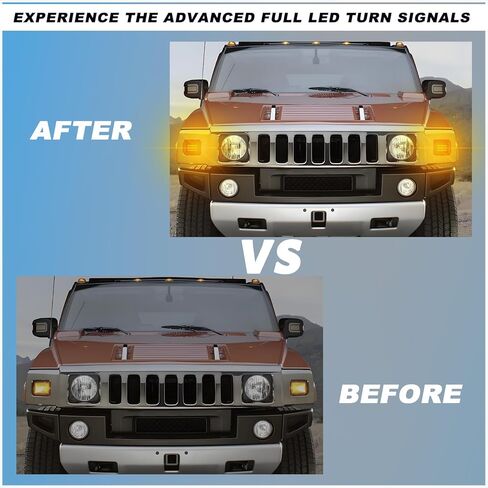 Smoke LED Front Corner Side Marker Lights Kit for 2003-2009 Hummer H2 | Switchback White DRL & Amber Sequential Turn Signals | 2-Piece Replacement Front Bumper Indicator Lights in Saudi Arabia