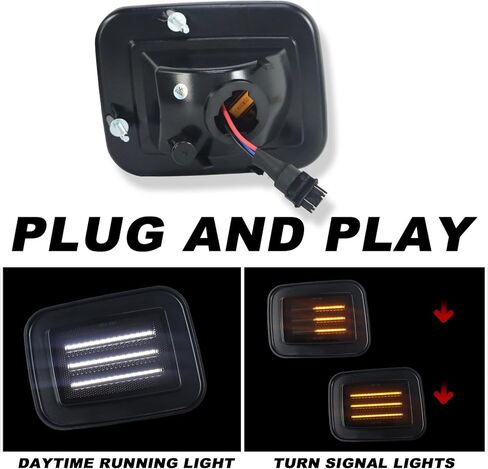 Smoke LED Front Corner Side Marker Lights Kit for 2003-2009 Hummer H2 | Switchback White DRL & Amber Sequential Turn Signals | 2-Piece Replacement Front Bumper Indicator Lights in Saudi Arabia