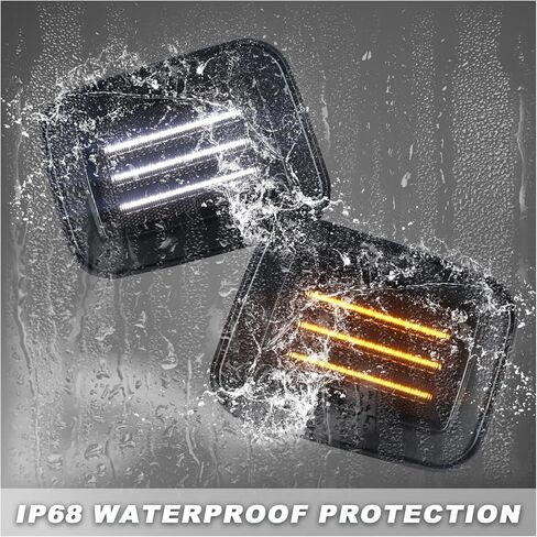 Smoke LED Front Corner Side Marker Lights Kit for 2003-2009 Hummer H2 | Switchback White DRL & Amber Sequential Turn Signals | 2-Piece Replacement Front Bumper Indicator Lights in Saudi Arabia