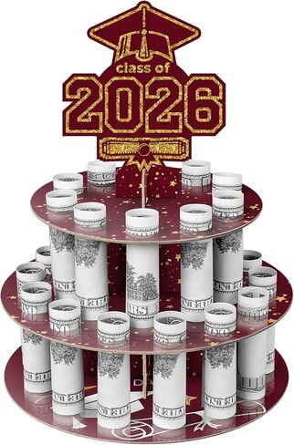 Ranfashiong Graduation Money Holder for Cash Gift Cake with 24 Bill Slots, Congrats Class of 2026 Grad Party Supplies (Black) in Saudi Arabia