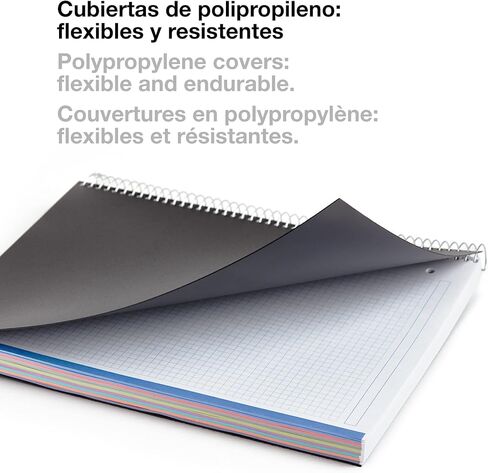 Miquelrius 47044 Notebook, 200 Sheets (10 Colour Stripes), 5 mm Square, Polypropylene Cover, Black, A5 in Saudi Arabia