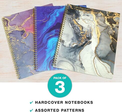 Global Printed Products 8.5x11 Fashion Spiral Notebook, 3-Pack, 120 Pages, College Ruled (Marble) in Kuwait