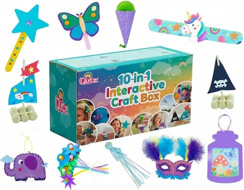 QuTZ Crafts for Kids Ages 4-8, 10-in-1 Toddler Craft Box, Build Projects that Glow, Float, Wearable and Playable, No prep and no Clean-up, Art and Crafts Supplies for Kids 4 5 6 7 8 Year Old in Saudi Arabia