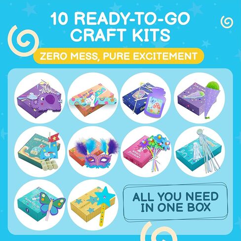 QuTZ Crafts for Kids Ages 4-8, 10-in-1 Toddler Craft Box, Build Projects that Glow, Float, Wearable and Playable, No prep and no Clean-up, Art and Crafts Supplies for Kids 4 5 6 7 8 Year Old in Saudi Arabia