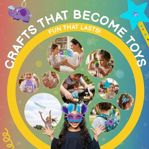QuTZ Crafts for Kids Ages 4-8, 10-in-1 Toddler Craft Box, Build Projects that Glow, Float, Wearable and Playable, No prep and no Clean-up, Art and Crafts Supplies for Kids 4 5 6 7 8 Year Old in Saudi Arabia