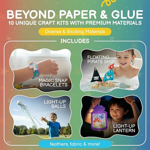 QuTZ Crafts for Kids Ages 4-8, 10-in-1 Toddler Craft Box, Build Projects that Glow, Float, Wearable and Playable, No prep and no Clean-up, Art and Crafts Supplies for Kids 4 5 6 7 8 Year Old in Saudi Arabia