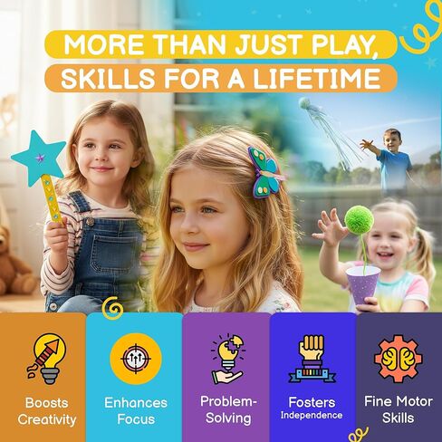 QuTZ Crafts for Kids Ages 4-8, 10-in-1 Toddler Craft Box, Build Projects that Glow, Float, Wearable and Playable, No prep and no Clean-up, Art and Crafts Supplies for Kids 4 5 6 7 8 Year Old in Saudi Arabia