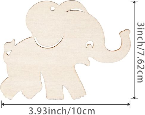 Calf Elephant Cutout Unfinished Wood Wall Art Unfinished Ornaments for Animal Party Door Hanger Christmas Wedding Birthday Party Decoration 20 Pcs in Kuwait