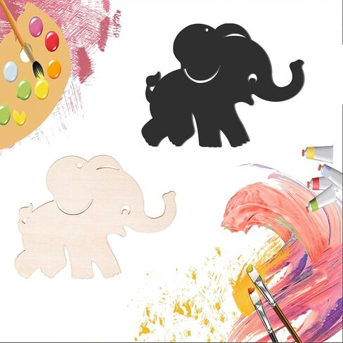 Calf Elephant Cutout Unfinished Wood Wall Art Unfinished Ornaments for Animal Party Door Hanger Christmas Wedding Birthday Party Decoration 20 Pcs in Kuwait