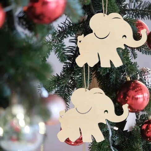 Calf Elephant Cutout Unfinished Wood Wall Art Unfinished Ornaments for Animal Party Door Hanger Christmas Wedding Birthday Party Decoration 20 Pcs in Kuwait
