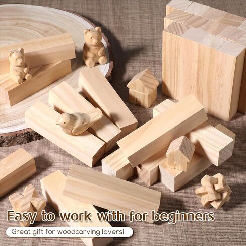 30 PCS Wood Carving Blocks, 4" x 1" x 1" Soft Solid Pine Wood Block, Unfinished Wooden Whittling Blocks, for Beginner Experts DIY Craft Arts in Kuwait