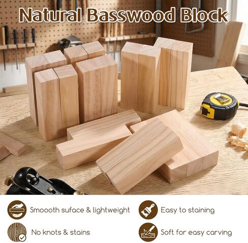 30 PCS Wood Carving Blocks, 4" x 1" x 1" Soft Solid Pine Wood Block, Unfinished Wooden Whittling Blocks, for Beginner Experts DIY Craft Arts in Kuwait