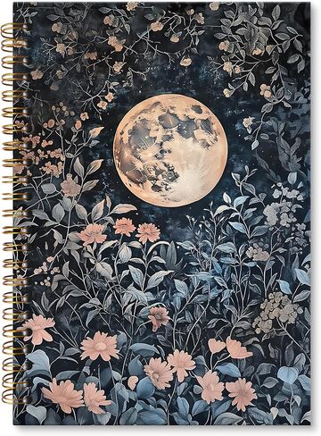 Witchy Moon Floral Notebook Journal, Vintage Dark Gottagecore Spiral Notebook, Gothic Flower Journals Notebooks for Women, Witch Office School Supplies Gifts, 5.5x8.3In in Saudi Arabia