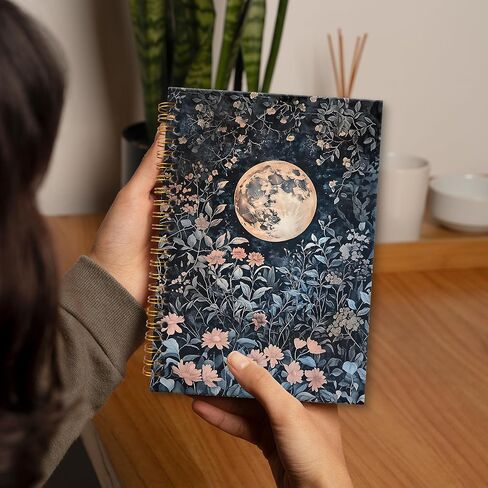 Witchy Moon Floral Notebook Journal, Vintage Dark Gottagecore Spiral Notebook, Gothic Flower Journals Notebooks for Women, Witch Office School Supplies Gifts, 5.5x8.3In in Saudi Arabia
