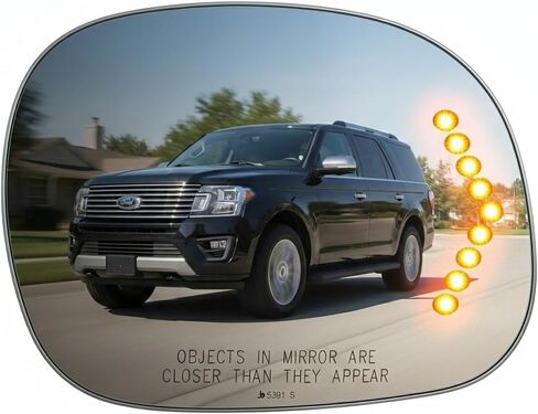 Burco 5391S زجاج مرآة رؤية جانبية محدبة للركاب مع إشارة الانعطاف، OEM# YL3Z17K707BA، يناسب Ford Expedition 1997-1999، F-150 1997-2003، F-150 Heritage 2004، F-250 1997-1999، F-350 1997، Snap Fit in Kuwait
