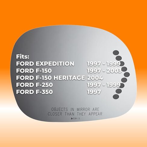Burco 5391S زجاج مرآة رؤية جانبية محدبة للركاب مع إشارة الانعطاف، OEM# YL3Z17K707BA، يناسب Ford Expedition 1997-1999، F-150 1997-2003، F-150 Heritage 2004، F-250 1997-1999، F-350 1997، Snap Fit in Kuwait