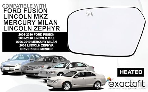 Driver Side Mirror Replacement For 2006 2007 2008 2009 2010 Ford Fusion, Mercury Milan Left Door Mirrors Heated with Backing Plate FO1324115 6E5Z17K707D in Kuwait