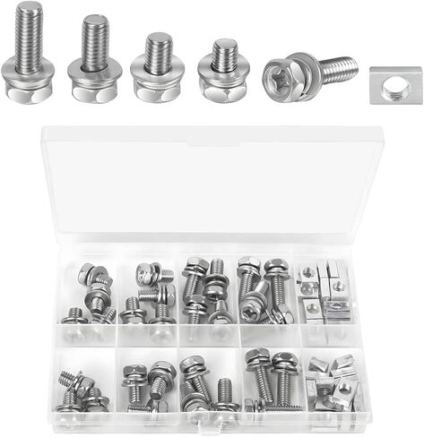 Motorcycle Battery Terminal Nuts and Bolt Kit, 56PCS M6 x 10 12 16 20 mm Stainless Steel Battery Terminal Bolt Screws with Square Nuts, Motorbike Machine Screws, Universal Fit in Saudi Arabia