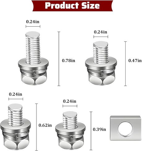 Motorcycle Battery Terminal Nuts and Bolt Kit, 56PCS M6 x 10 12 16 20 mm Stainless Steel Battery Terminal Bolt Screws with Square Nuts, Motorbike Machine Screws, Universal Fit in Saudi Arabia