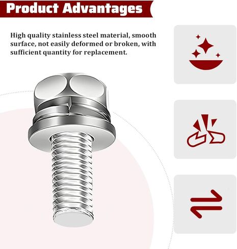 Motorcycle Battery Terminal Nuts and Bolt Kit, 56PCS M6 x 10 12 16 20 mm Stainless Steel Battery Terminal Bolt Screws with Square Nuts, Motorbike Machine Screws, Universal Fit in Saudi Arabia