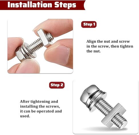 Motorcycle Battery Terminal Nuts and Bolt Kit, 56PCS M6 x 10 12 16 20 mm Stainless Steel Battery Terminal Bolt Screws with Square Nuts, Motorbike Machine Screws, Universal Fit in Saudi Arabia