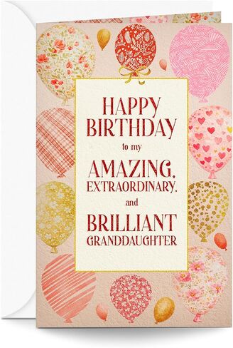 بطاقة عيد ميلاد حفيدة Prime Greetings، مصنوعة في أمريكا، مخزون بطاقات سميك مع ظرف ممتاز معبأ في بريد عرض تقديمي قابل لإعادة الاستخدام، صديق للبيئة، 5 بوصة × 7.75 بوصة in Kuwait