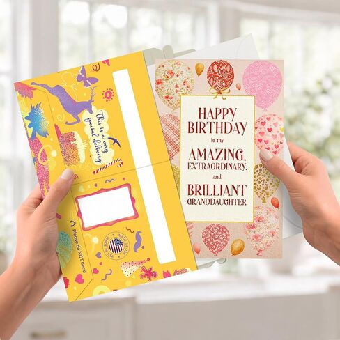 بطاقة عيد ميلاد حفيدة Prime Greetings، مصنوعة في أمريكا، مخزون بطاقات سميك مع ظرف ممتاز معبأ في بريد عرض تقديمي قابل لإعادة الاستخدام، صديق للبيئة، 5 بوصة × 7.75 بوصة in Kuwait